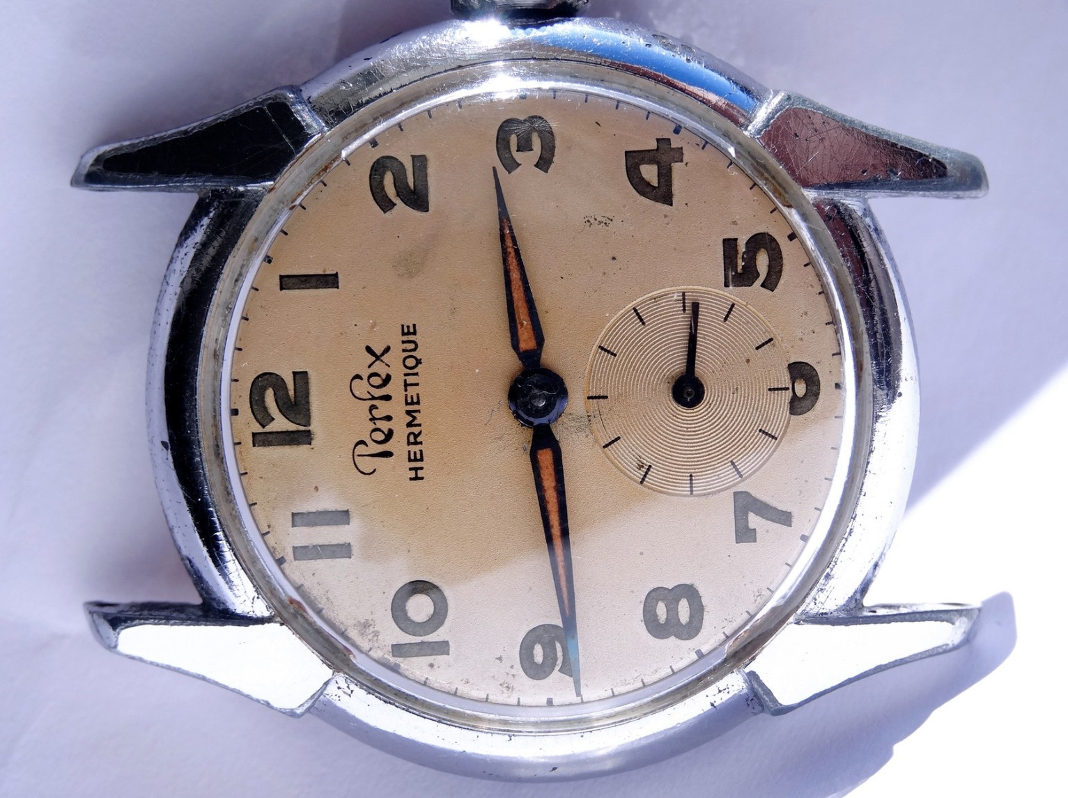 Perfex Hermetique Cal. Cupillard 233, Rare Case Maker, Crab Style, Patina, Works