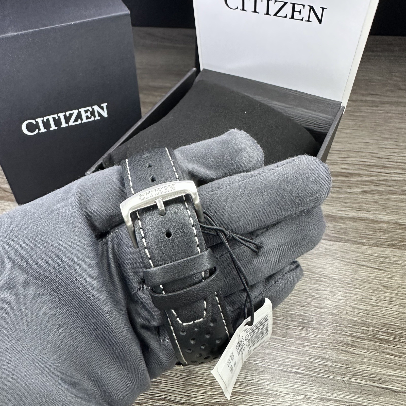 NEW✅TACHYMETER✅ Citizen Eco-Drive Brycen Black Leather Men’s Watch CA0649-14E