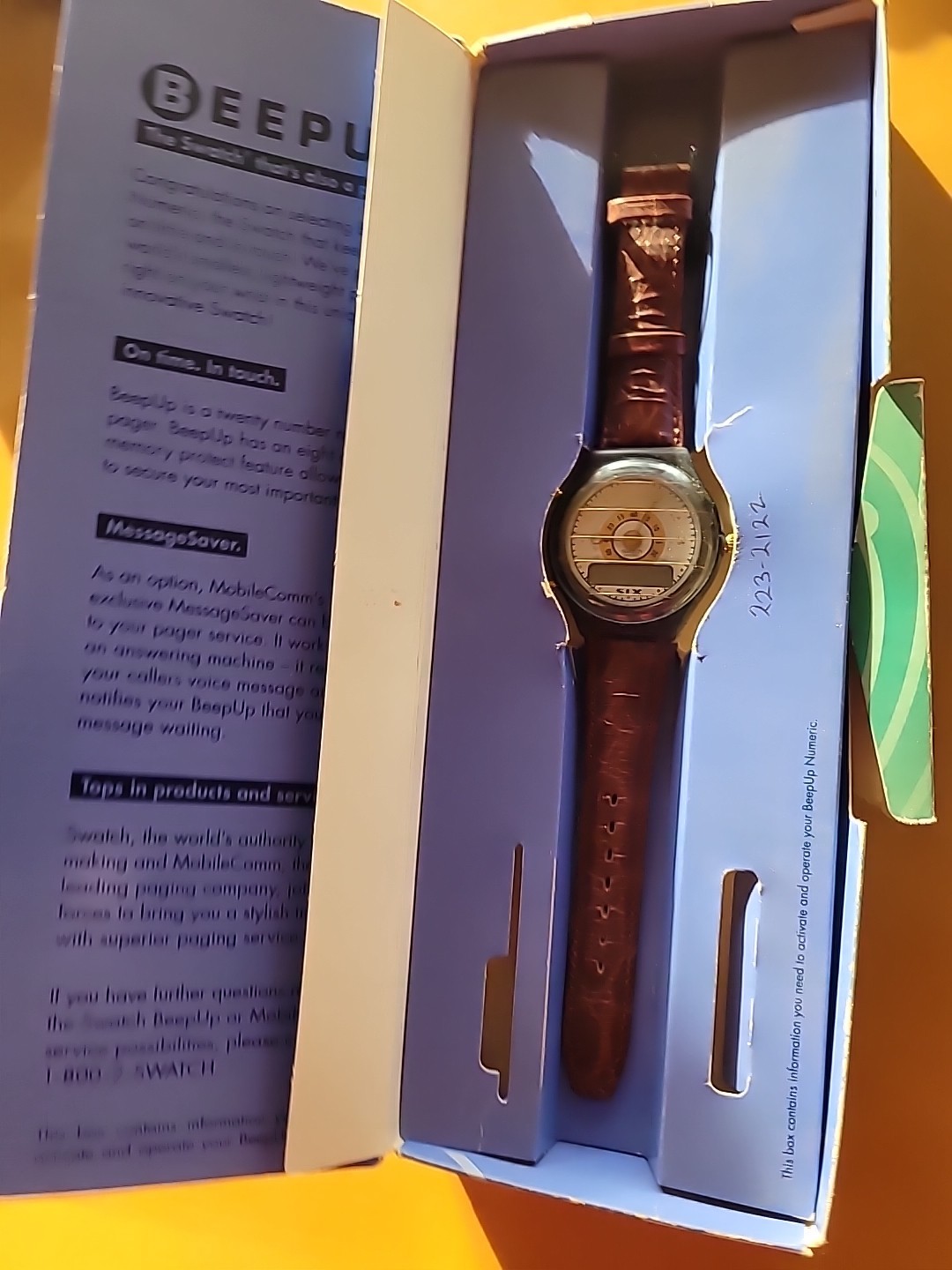 SWATCH 1993 PAGER BEEP UP Numeric Beeper Watch W/ Original Box & phone #