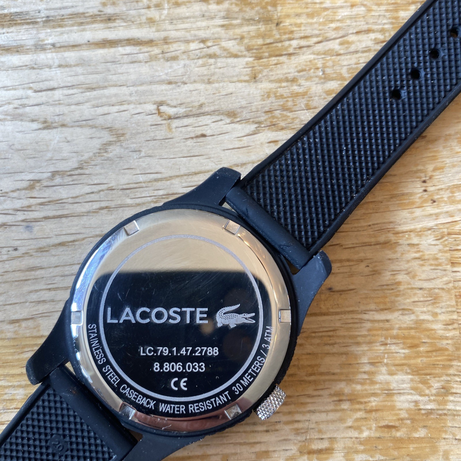 Lacoste Black Blue Dial Quartz Watch LC79.1.47.2788 Rubber Strap Unisex 30m 3ATM