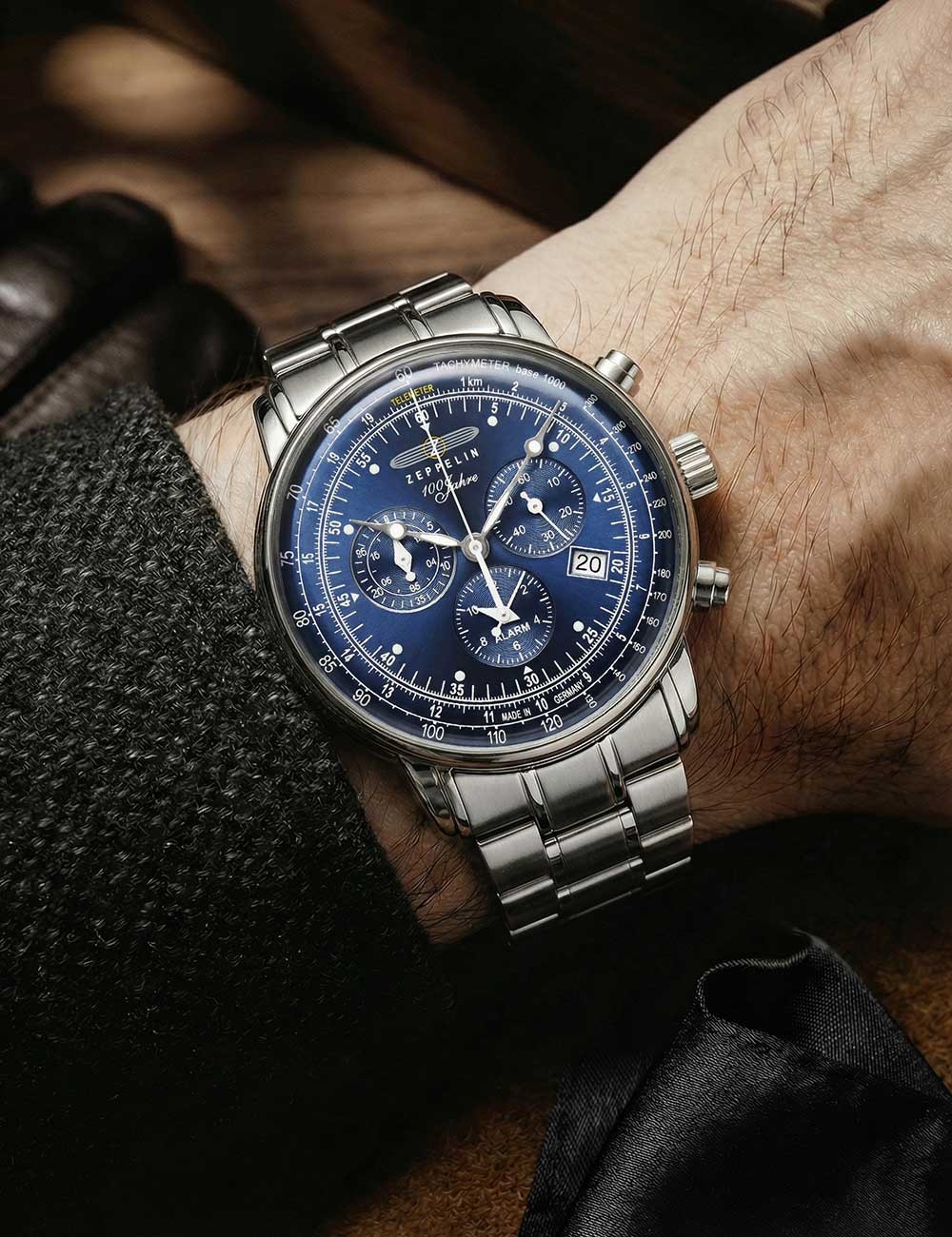 Zeppelin 7680MB-3 Mens Watch 100 Years Zeppelin Chronograph 43mm 5ATM