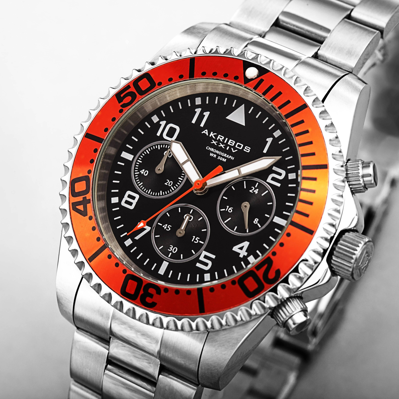 Men’s Akribos XXIV AK950 Diver Chronograph Stainless Steel Bracelet Watch