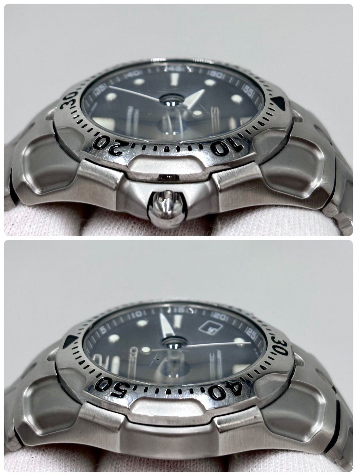 SEIKO Kinetic Scuba Diver Watch Date 1999th Silver Black Used Japan