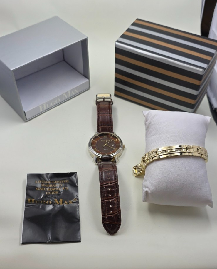 Hugo Max HM1008 Men’s Watch & Bracelet Gift Set – New Battery, Box & Papers