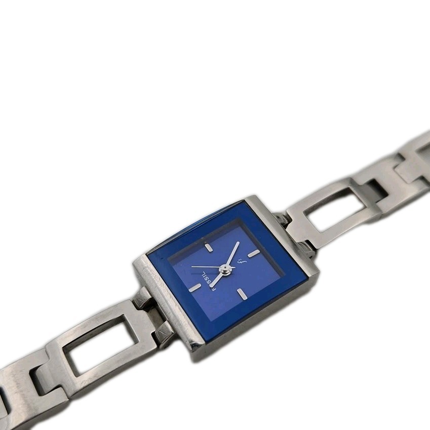 Fossil F2 Blue Square Dial 17mm Women’s Watch ES-9389 NEW Battery