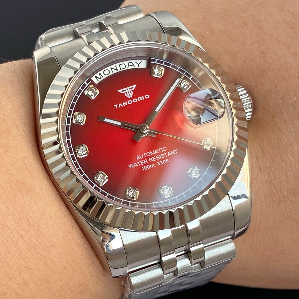 36mm 39mm Sunburst Red Gold Dial Diamond Index Sapphire NH35 200M Dive Men Watch