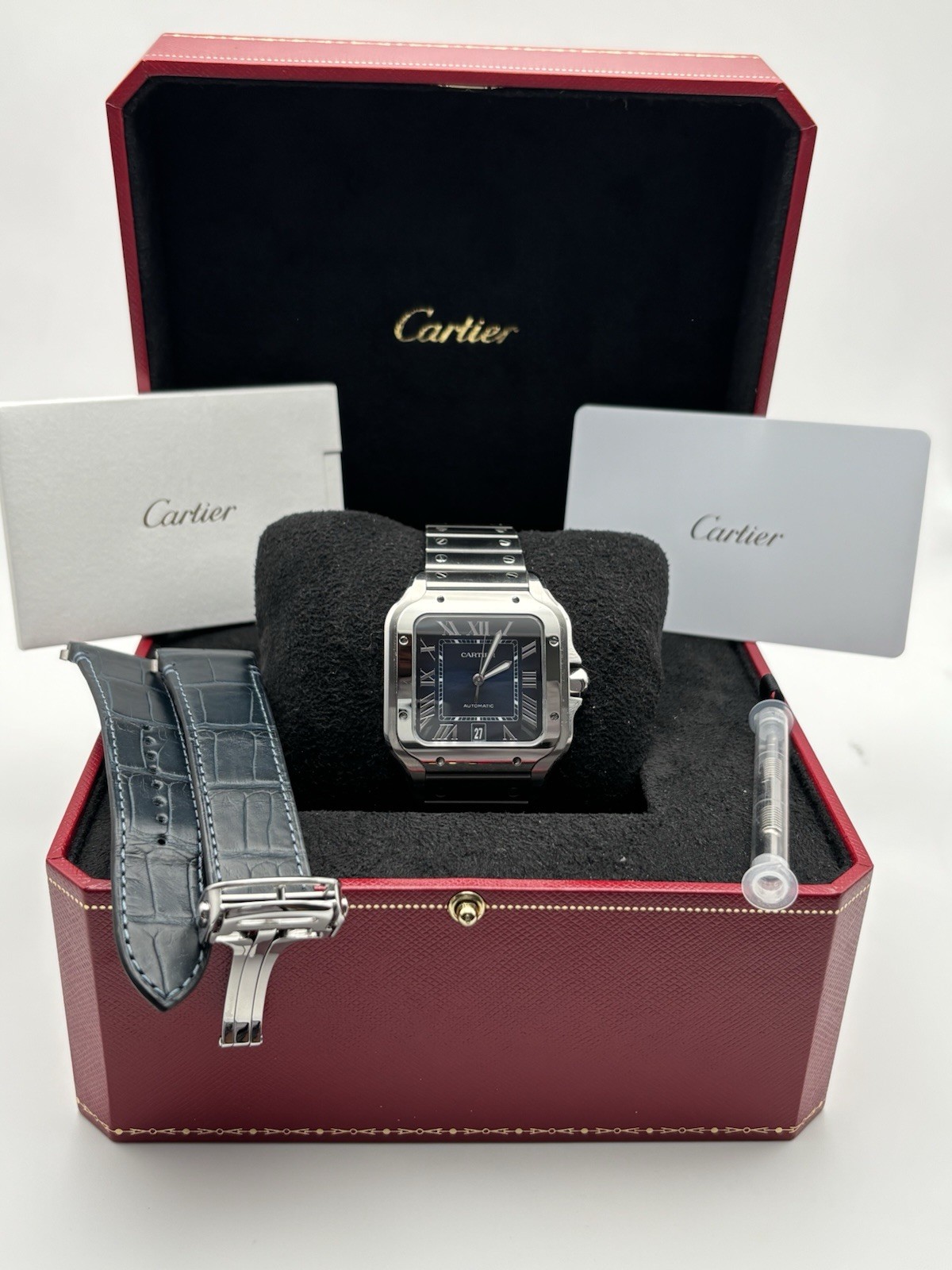 2025 Cartier Santos Blue Dial Large Size WSSA0071 Elegant