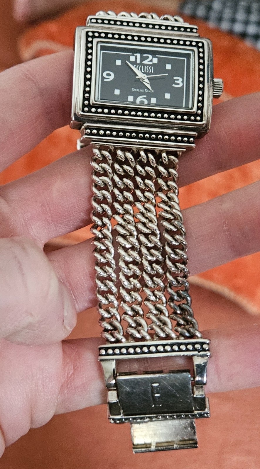Sterling Silver 4 Strand Art Deco Wrist Watch Ecclissi # 33612