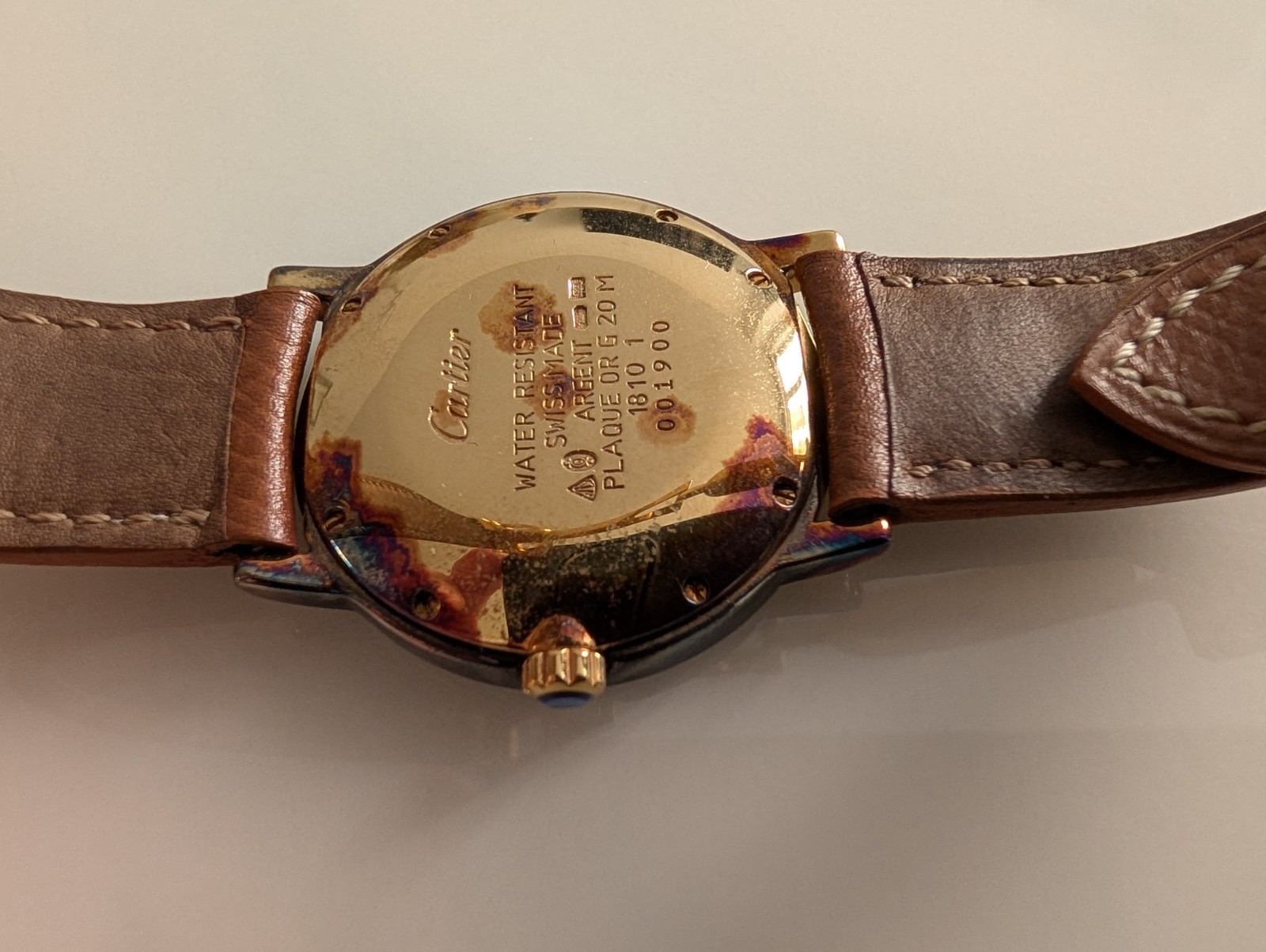 Cartier Must De Cartier Ronde 1810 1 18K Gold Silver 33mm Quartz Watch Box Paper