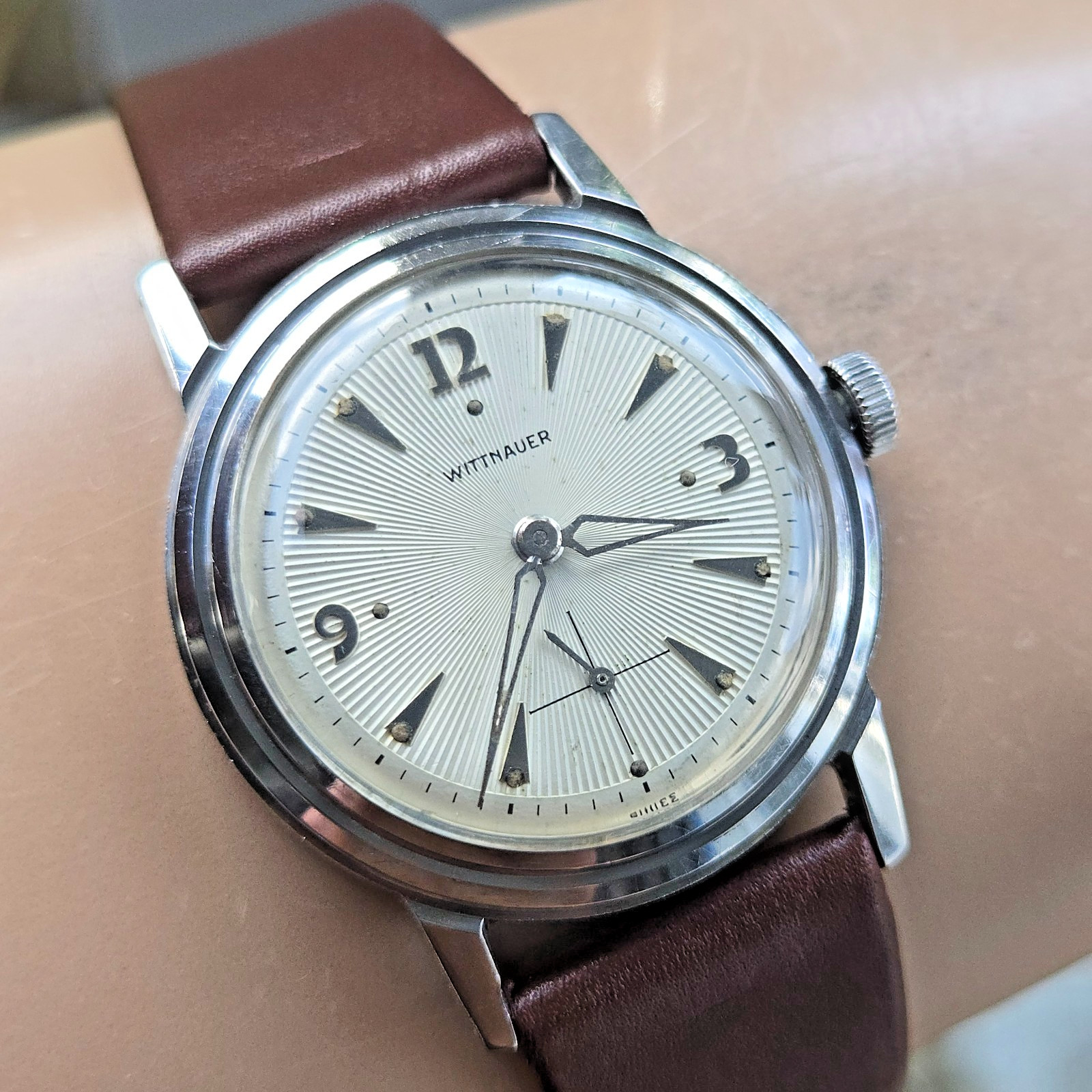 Vintage WITTNAUER men’s manual wind watch 10SG Sunburst dial 1950s