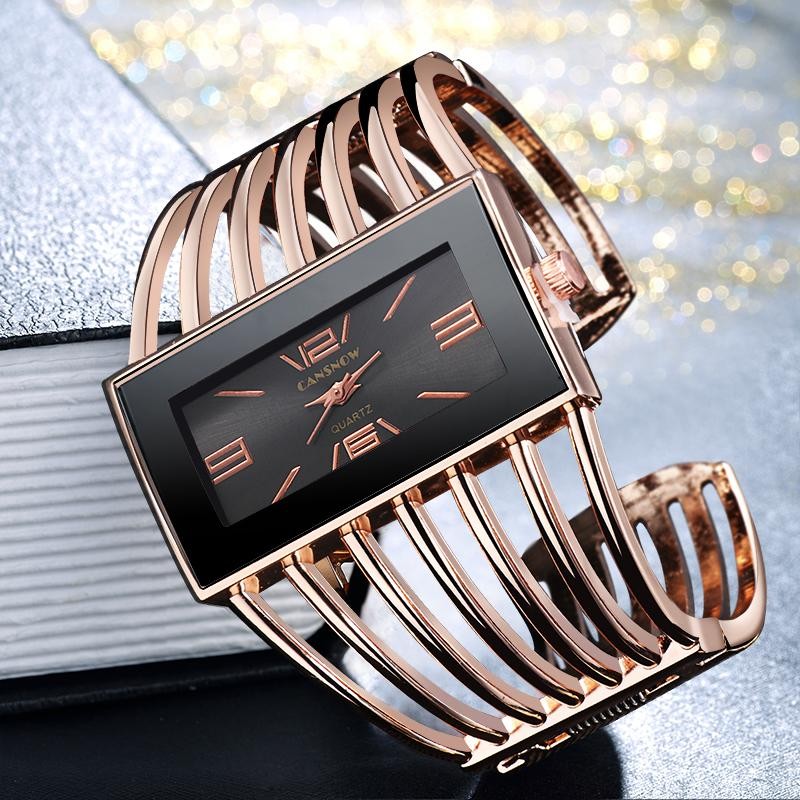CANSNOW Women’s Rose Gold Bracelet Watch Luxury Fashion Bangle Dress Wristwatch