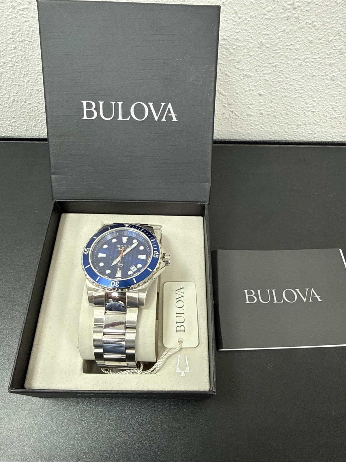 Bulova Marine Star Quartz Blue Dial Men’s Watch 98B130 NEED BATTERY
