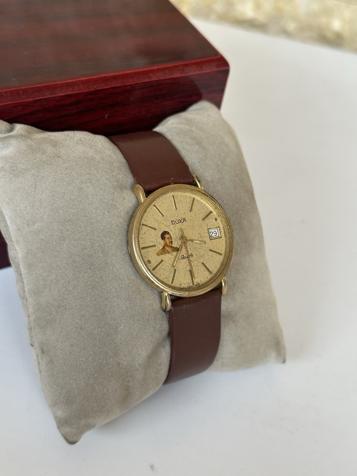 1980s Vintage Doxa Saddam Hussein Iraq Gift Watch Quartz 32mm Rare Authentic