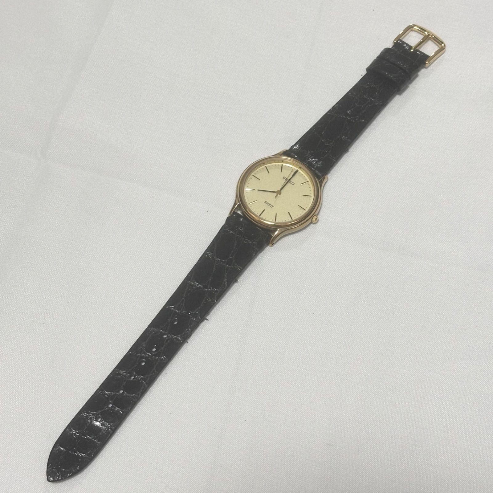 SEIKO SPIRIT 5E31-6040 Ivory Black Quartz Watch Battery Dead