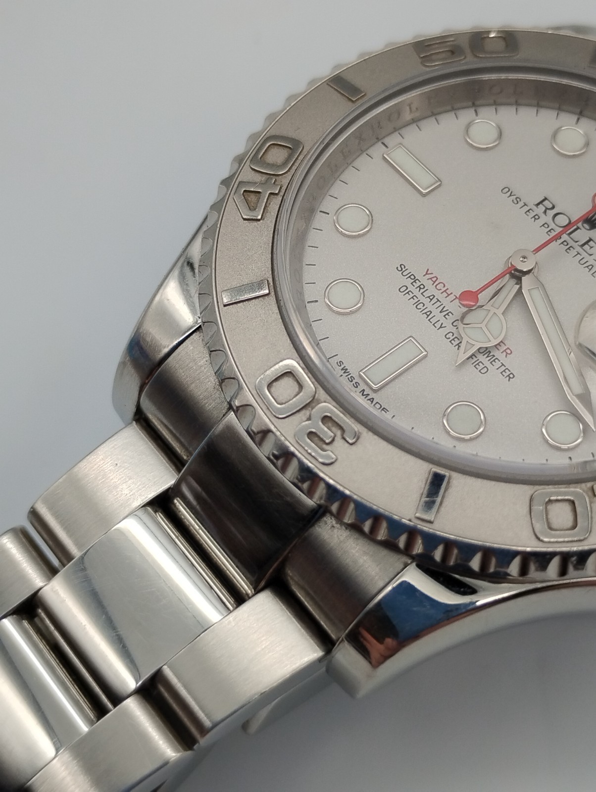 Rolex Yacht-Master 116622 40mm Stainless Steel | Platinum Dial & Platinum Bezel