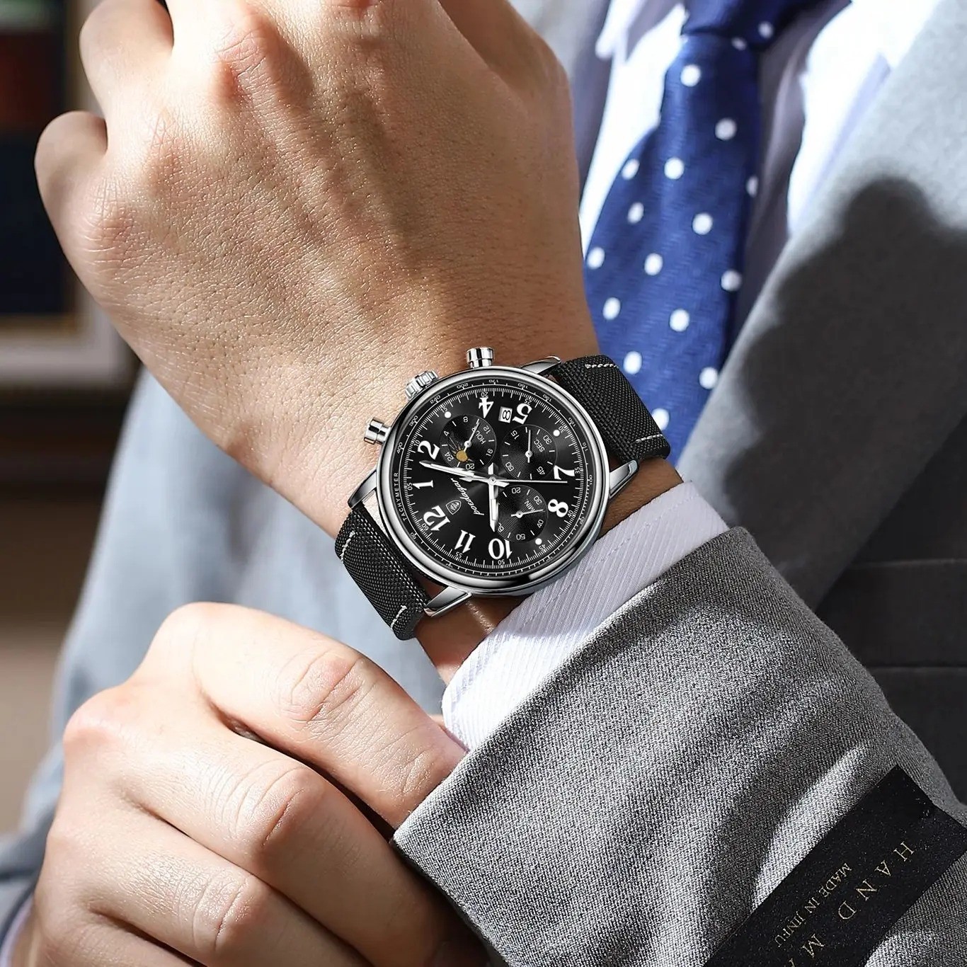 POEDAGAR Luxury Sports Military Men Watch Waterproof Luminous Chronograph Nylon