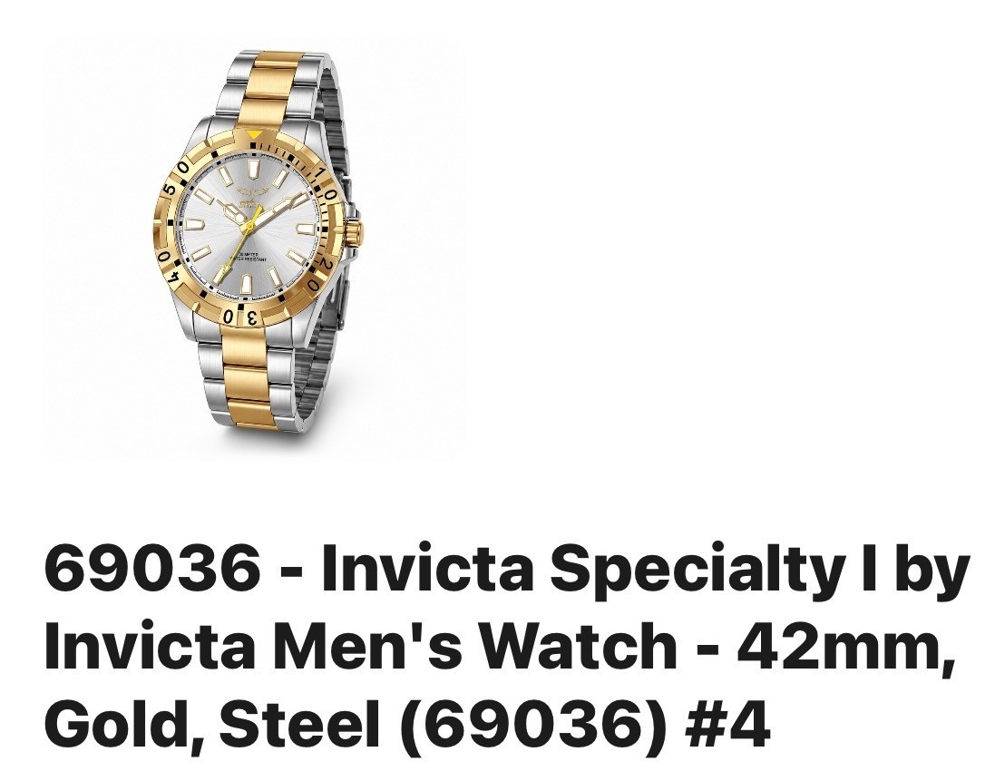 Invicta 69036 Specialty I Men 42mm Two Tone Silver Dial Quartz Bracelet Watch