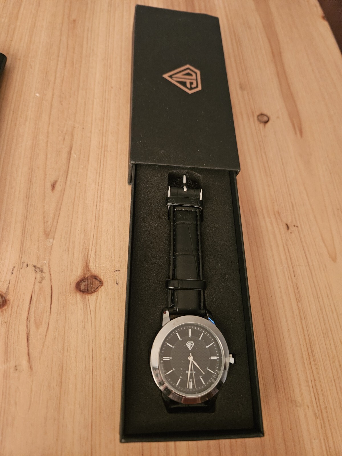 DF Shield Quartz Watch Leather Steel Classy Black Silver Analog Formal Luxury