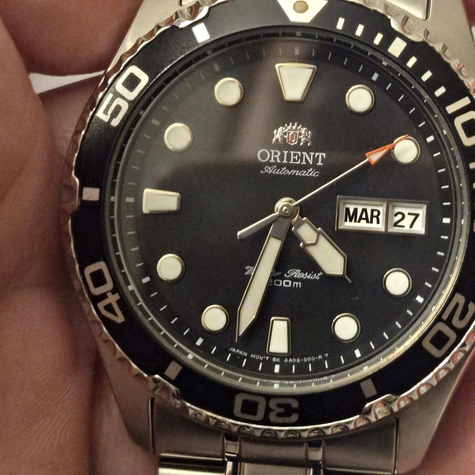 ORIENT Automatic AA02-C8-A Black Dial Men`s Watch Water Resist 200. Excellent.