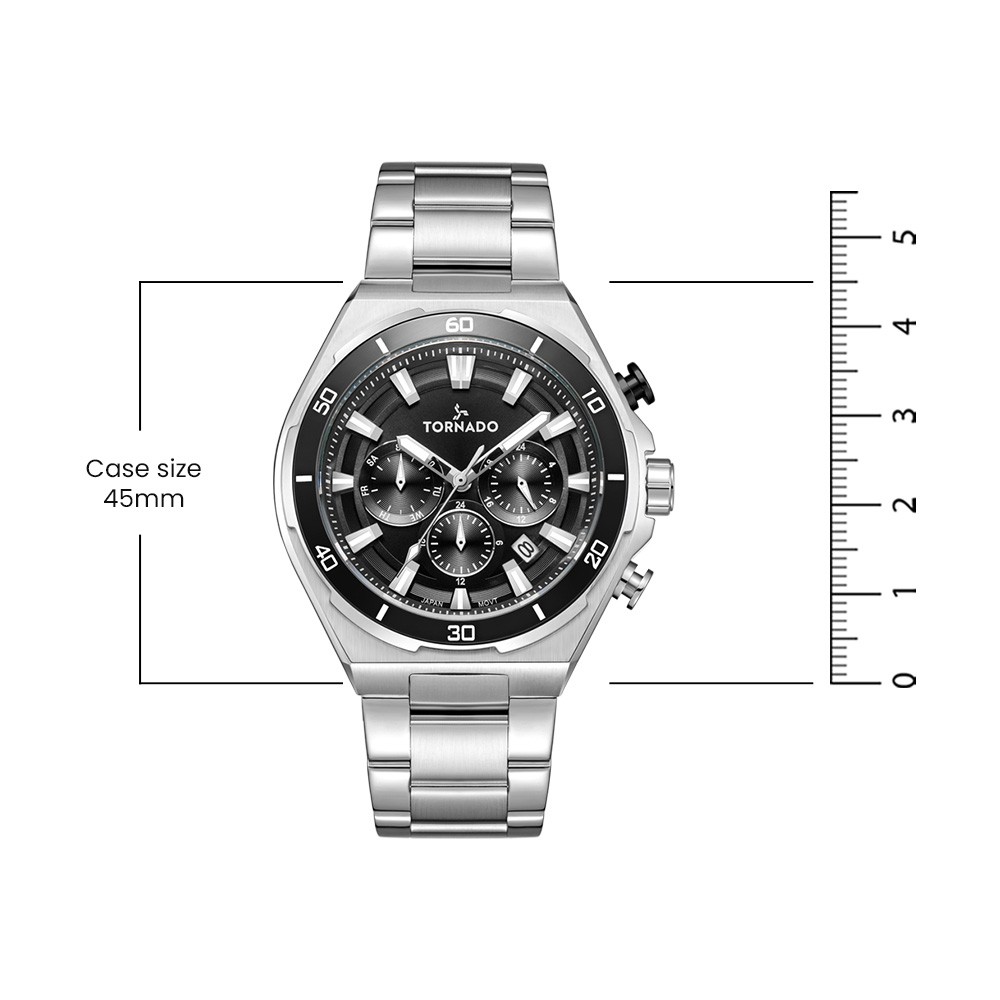 Tornado Strellar X Men’s Multi Function Watch | Black Dial, 45mm, 100 m (10 ATM)