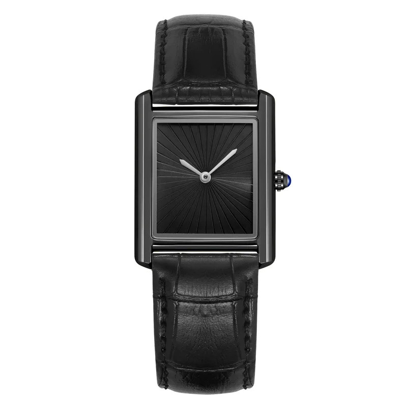 Classic Tank Square Quartz Watch Leather Strap Waterproof Classic Dress Watch