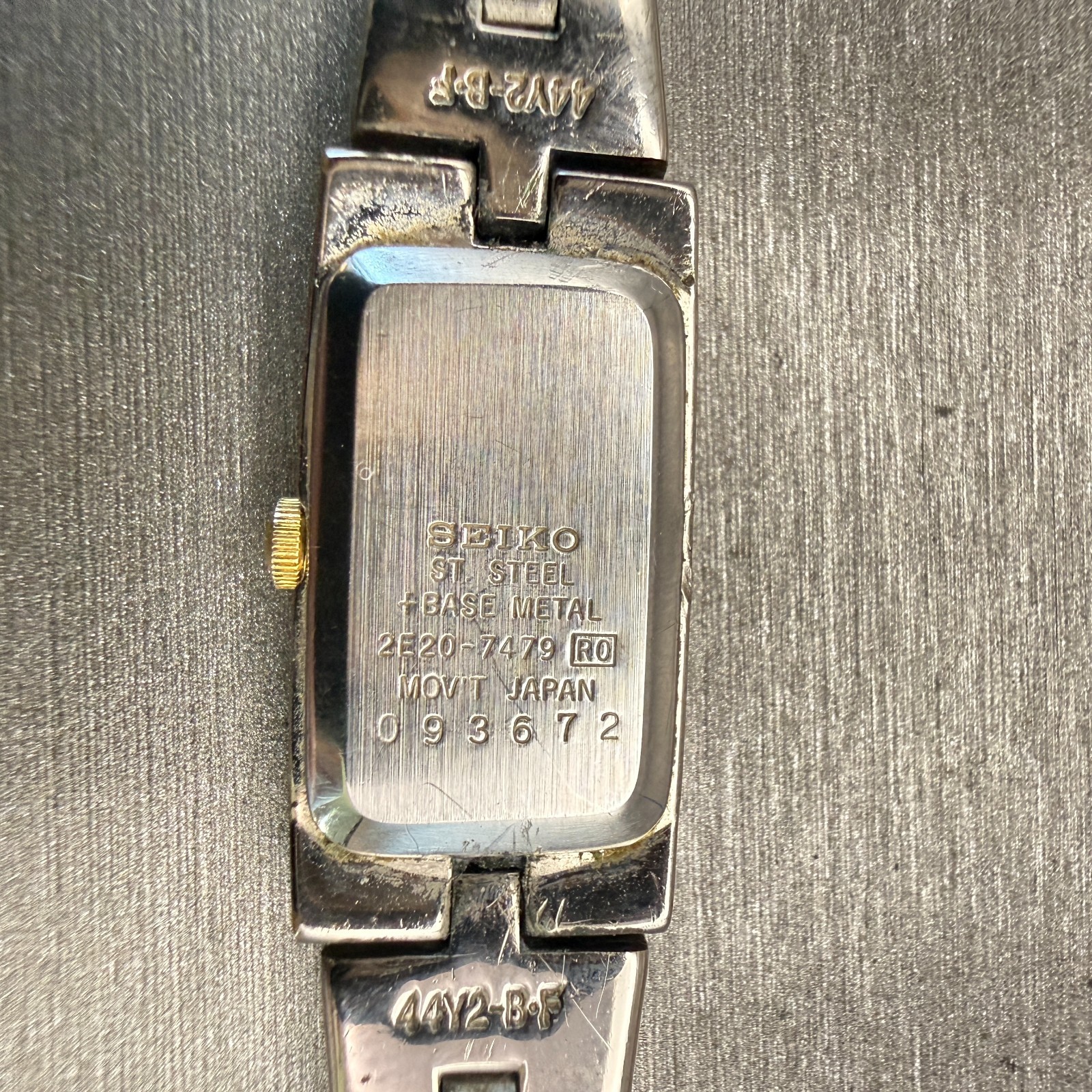 Seiko Tank Watch Women 13mm White Dial Two Tone Rectangle 2E20-7479 New Battery