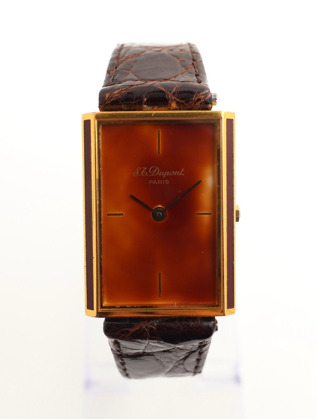 S.T. Dupont Laque de Chine Tank Style Swiss Quartz Watch Gold-Plated 82DAV79