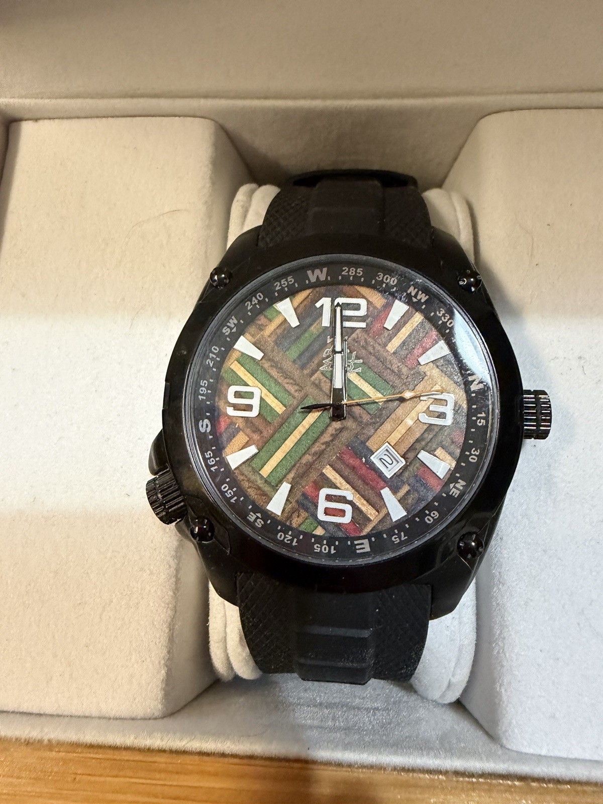 2nd Shot Pioneer Recycled Skateboard Watch 45mm Black Rubber Band New in Box