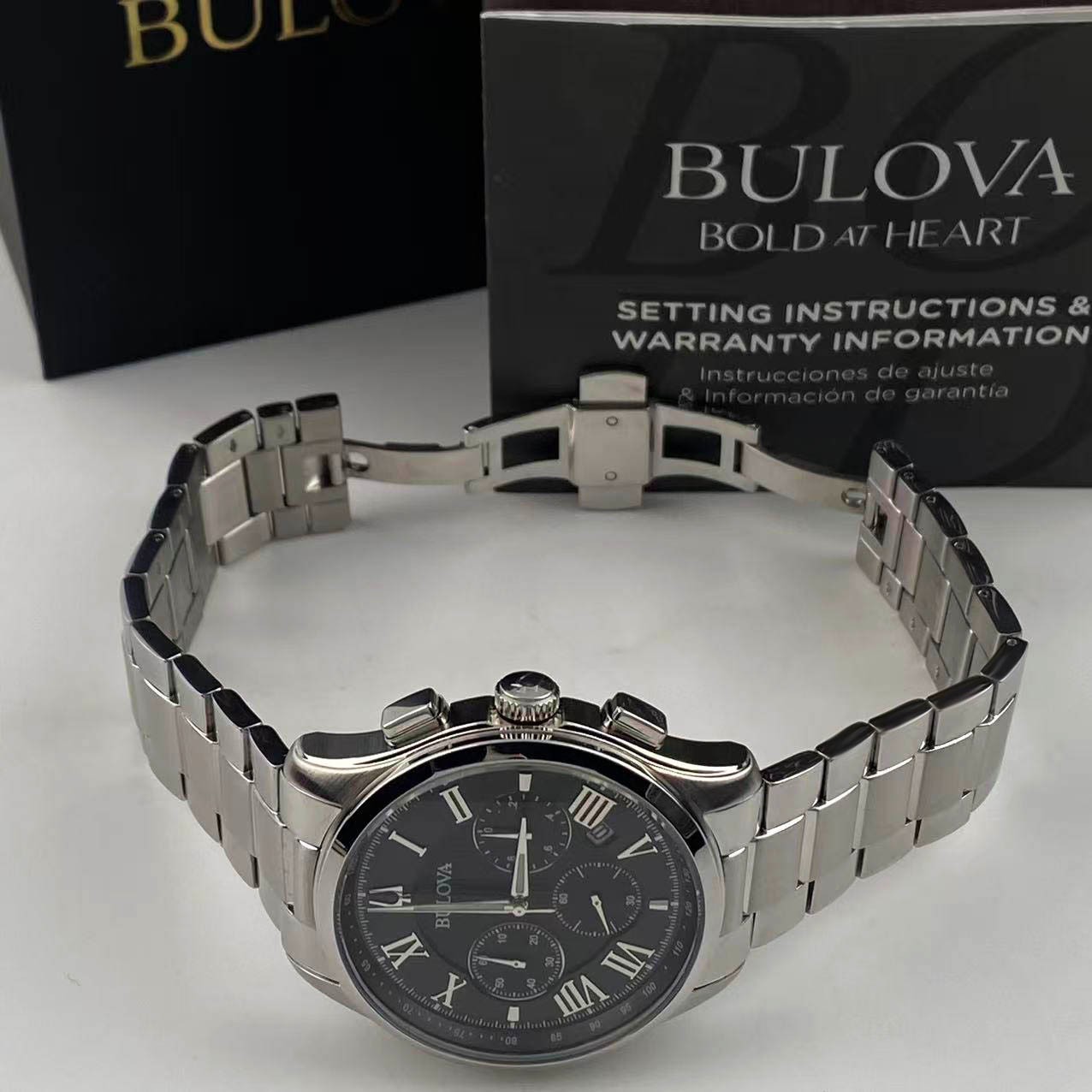 Bulova 96B288 Men’s Wilton Chronograph Quartz Watch Black Dial Stainless Steel