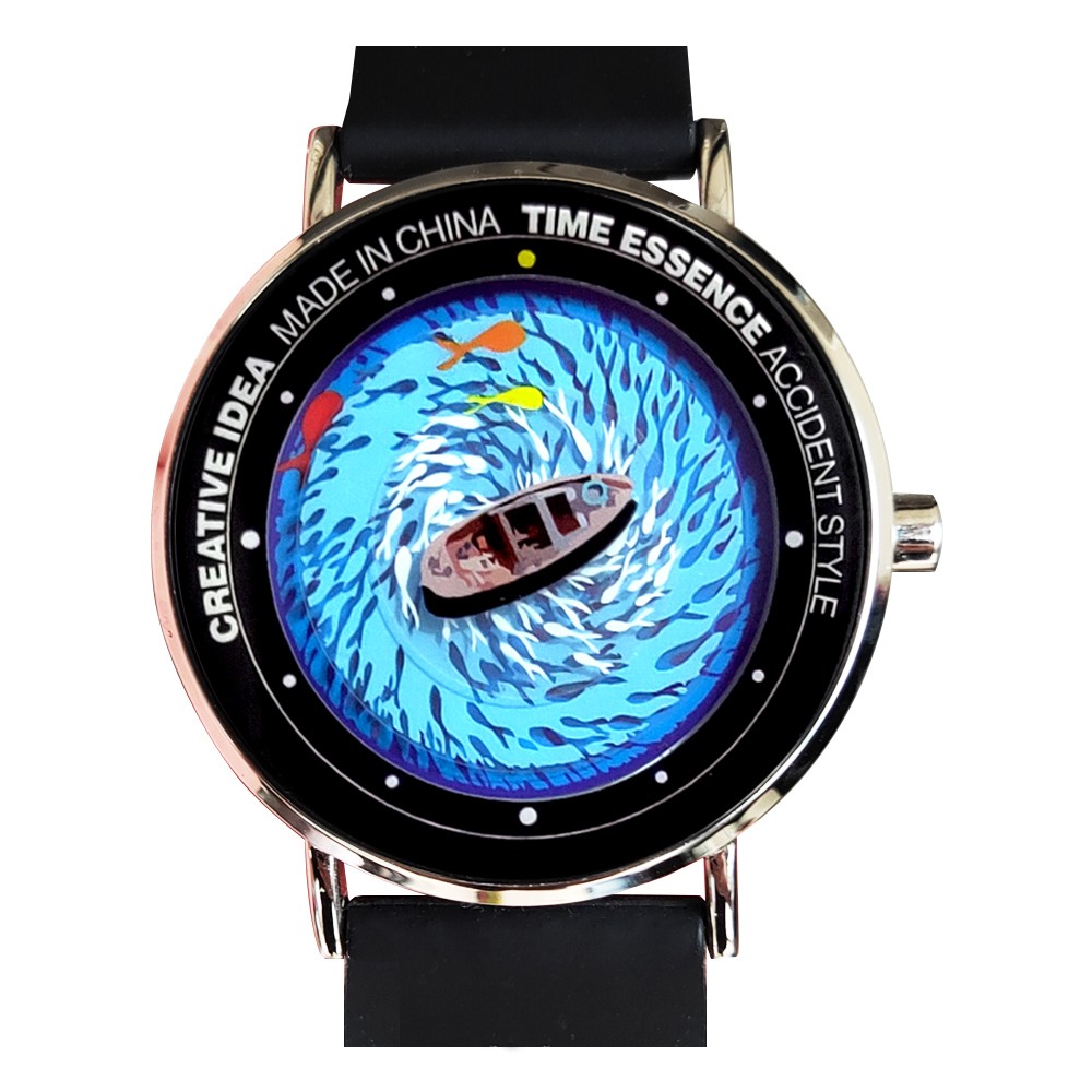 Fish around the boat tide Internet celebrity creative Watch round quartz