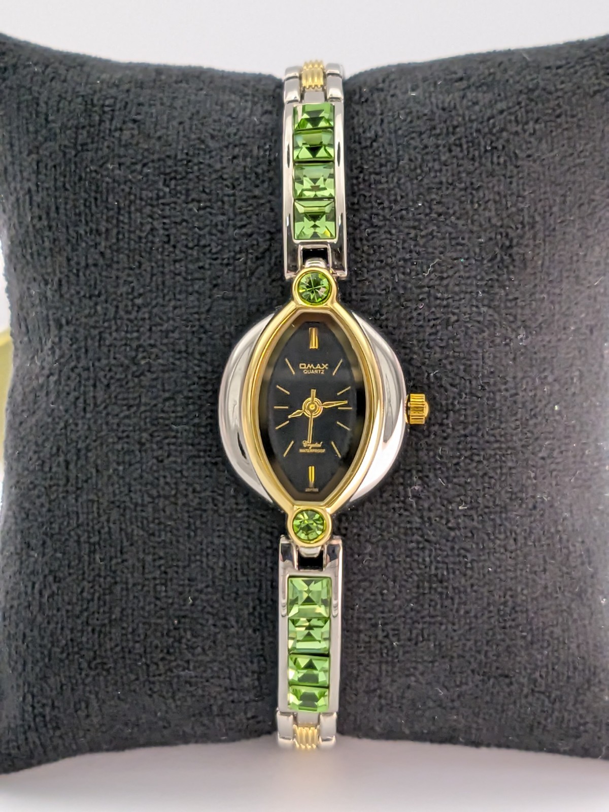 Ladies Watch Omax Japan Two Tone Crystal Dress Formal 7″
