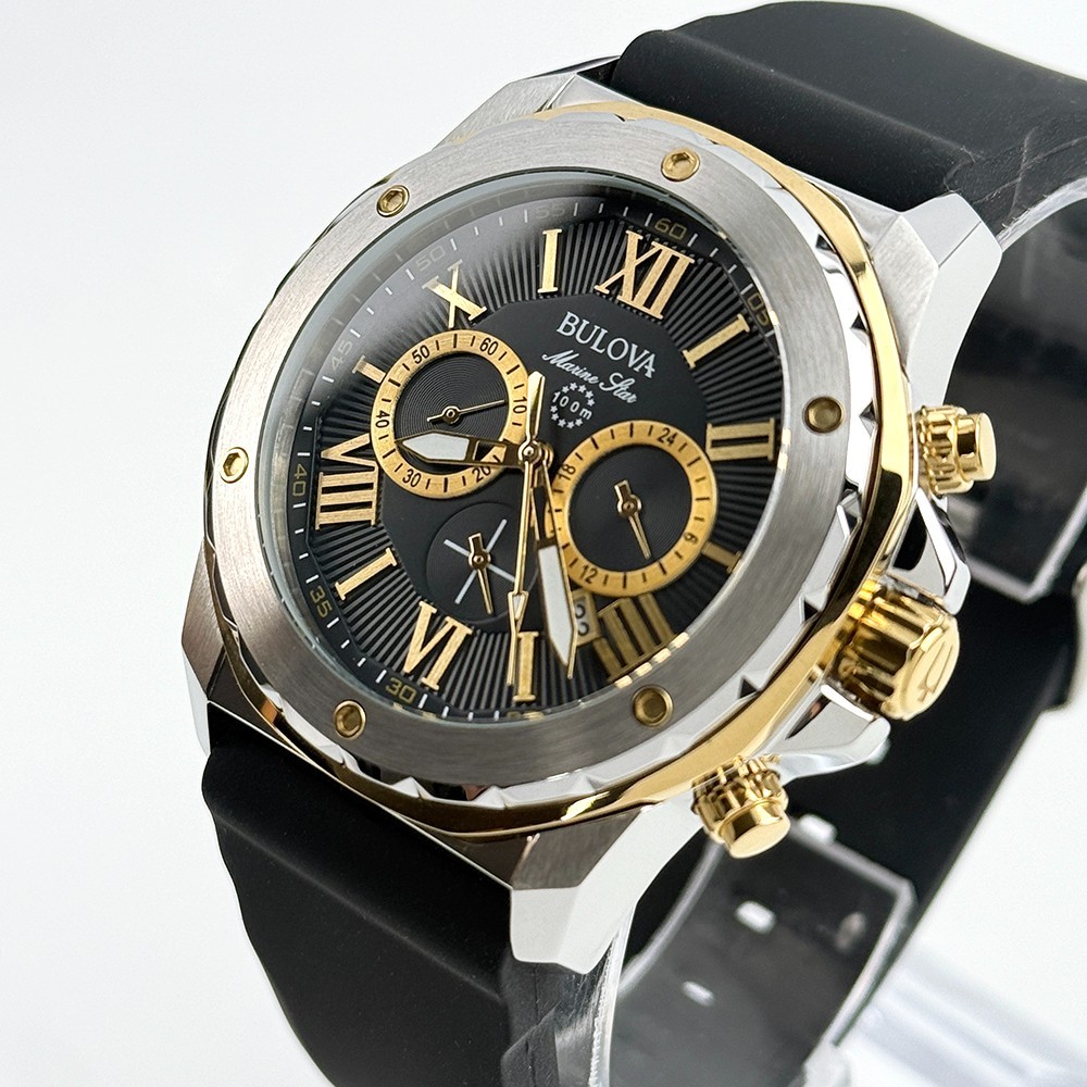 Bulova Men’s Marine Star 44mm Black Dial Chronograph Quartz Watch 98B277