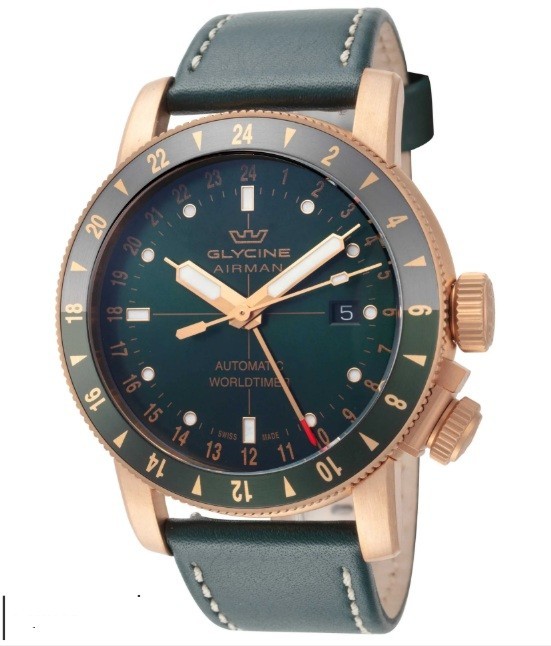 Glycine Men’s Airman Contemporary Bronze GMT 44mm Automatic Watch GL0550