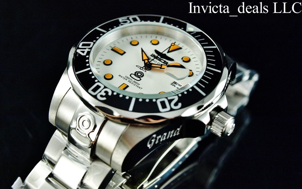 Invicta Men’s 47mm GRAND DIVER AUTOMATIC NH35A FULL LUME Dial Silver Tone Watch