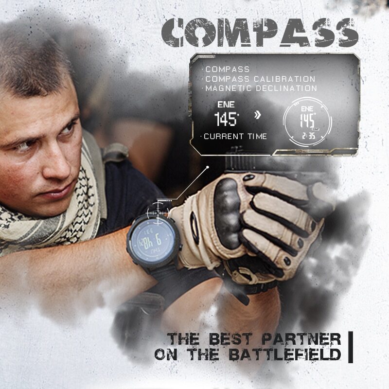 Digital Military Army Sports Watch Waterproof 50M Altimeter Barometer Wristwatch