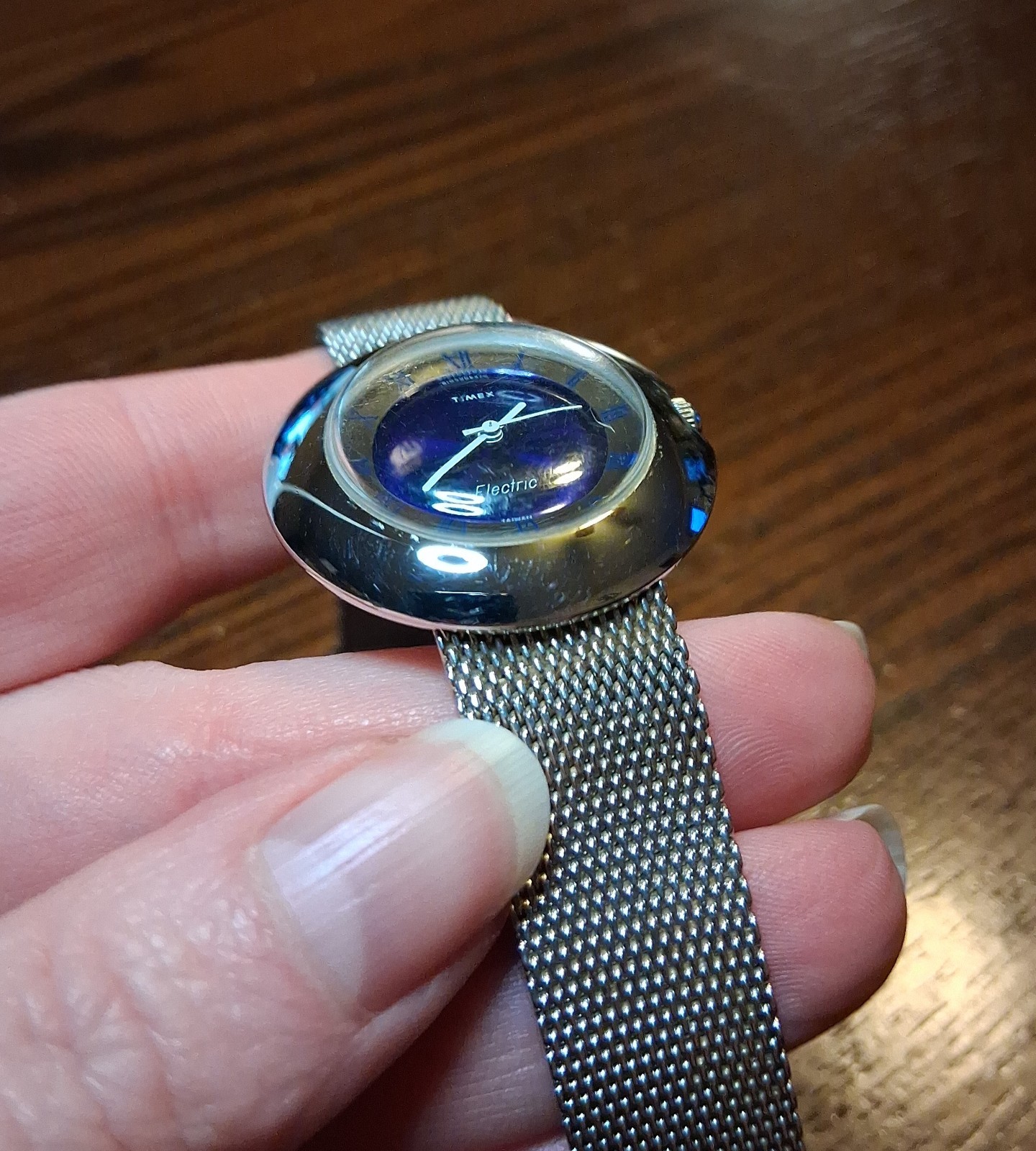 Vintage Timex Cobalt UFO Watch Chrome Stainless Mesh MCM See Pics/Description