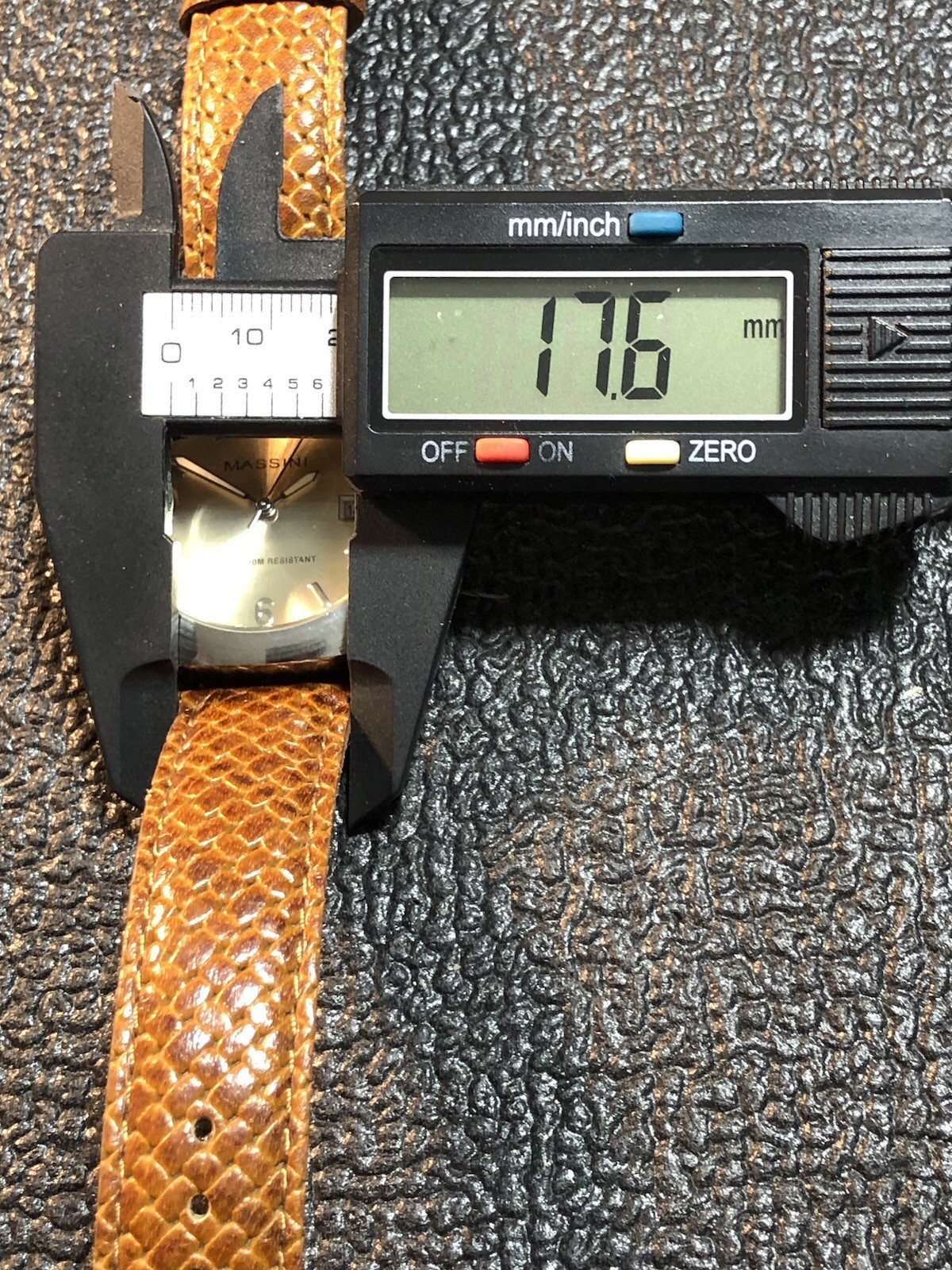 Massini Watch Silver Tone Brown Leather Band Japan Quartz,Date,35mm New Battery