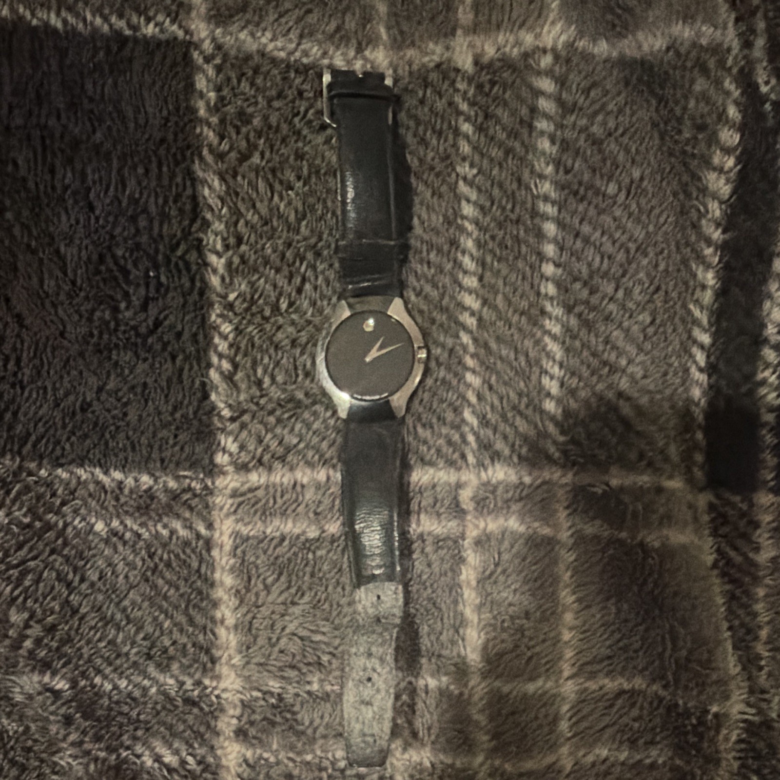 Movado Museum Quartz Sapphire Water-Resistant Black Dial Black Leather Strap