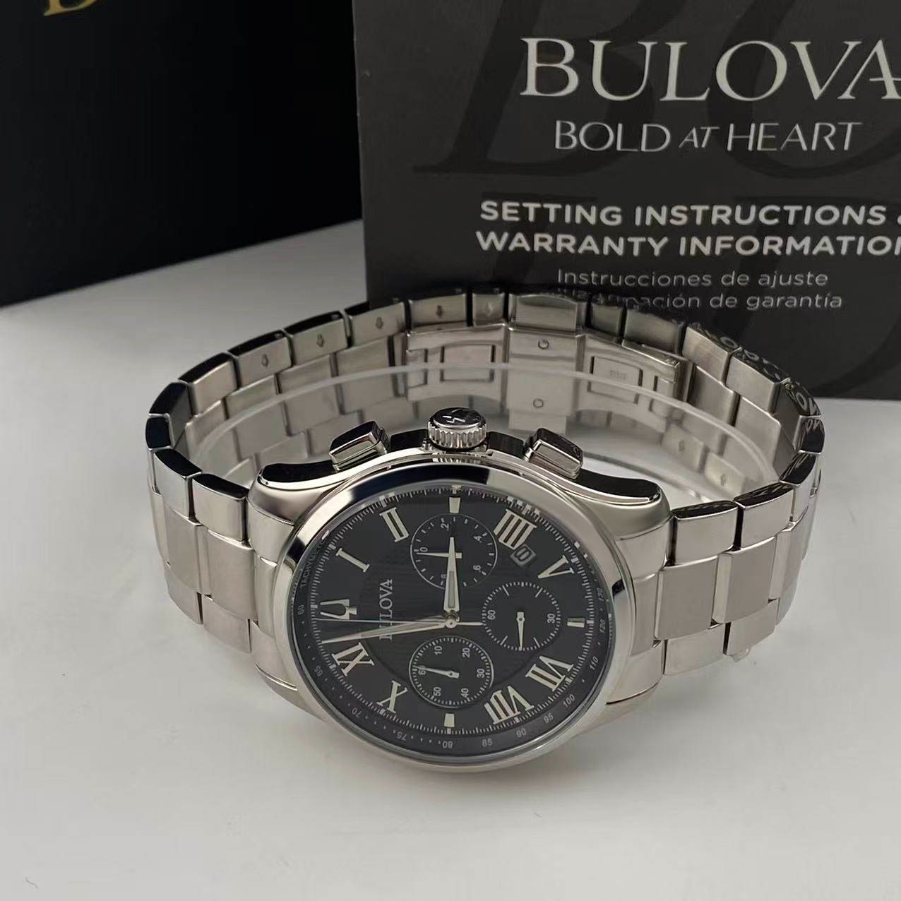 Bulova 96B288 Men’s Wilton Chronograph Quartz Watch Black Dial Stainless Steel