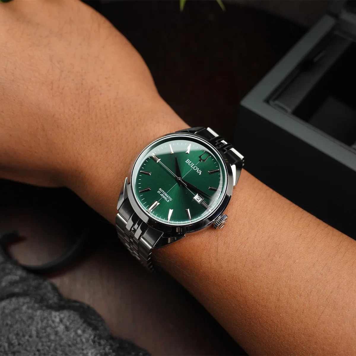 Bulova – Sutton, Green Dial Stainless Men’s Automatic Watch 96B424