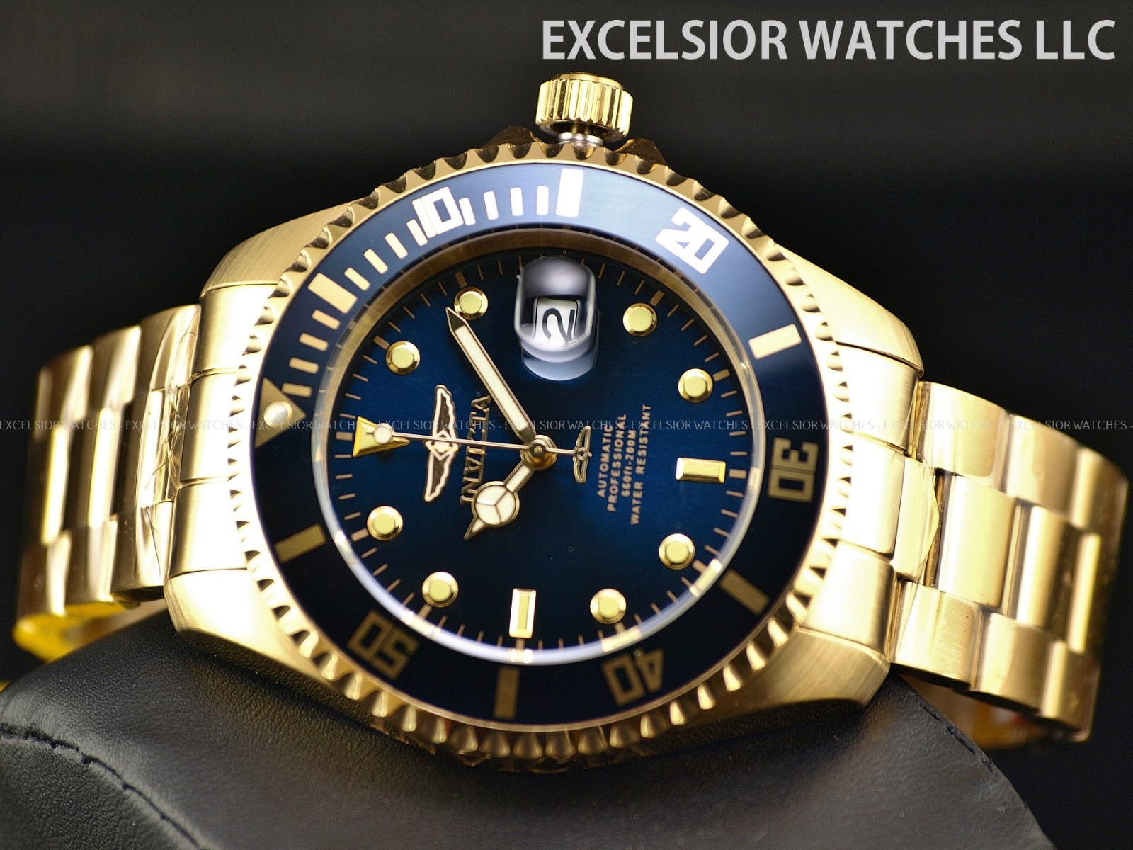 Invicta Men’s 47mm Grand Pro Diver NH35A Automatic Blue Dial Gold Tone SS Watch