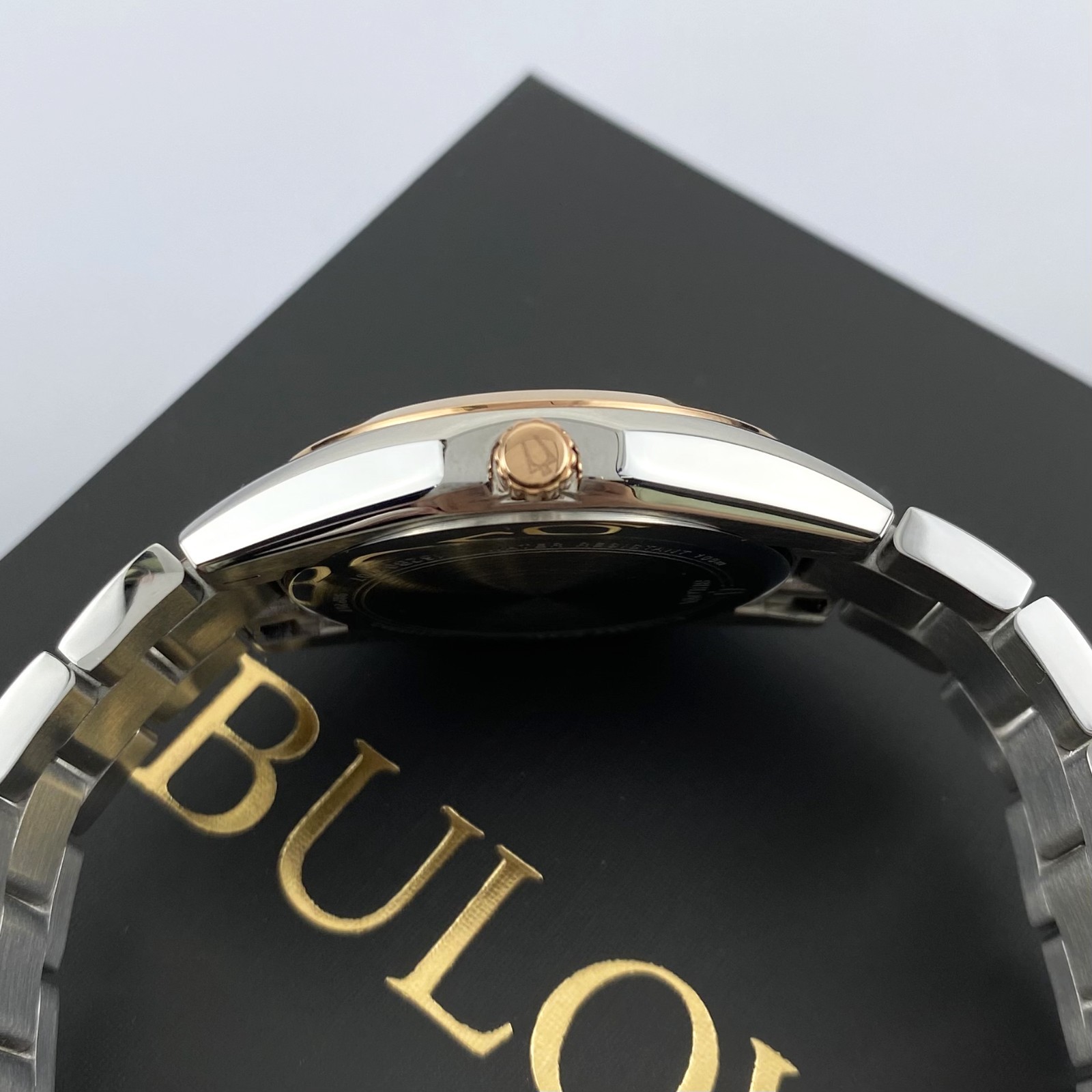 Bulova Surveyor 98P207 Womens Watch Mother of Pearl Dial Rose Gold Tone Strap