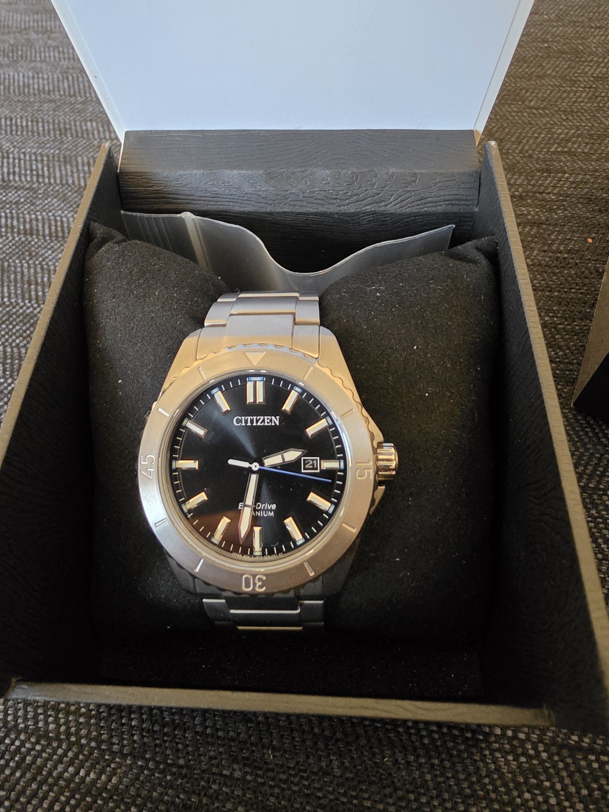 Citizen Brycen Eco-Drive Black Dial Super Titanium Men’s Watch AW1840-50E