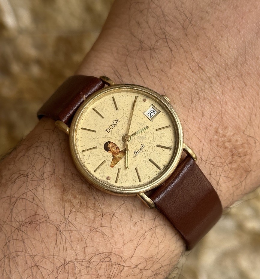 1980s Vintage Doxa Saddam Hussein Iraq Gift Watch Quartz 32mm Rare Authentic