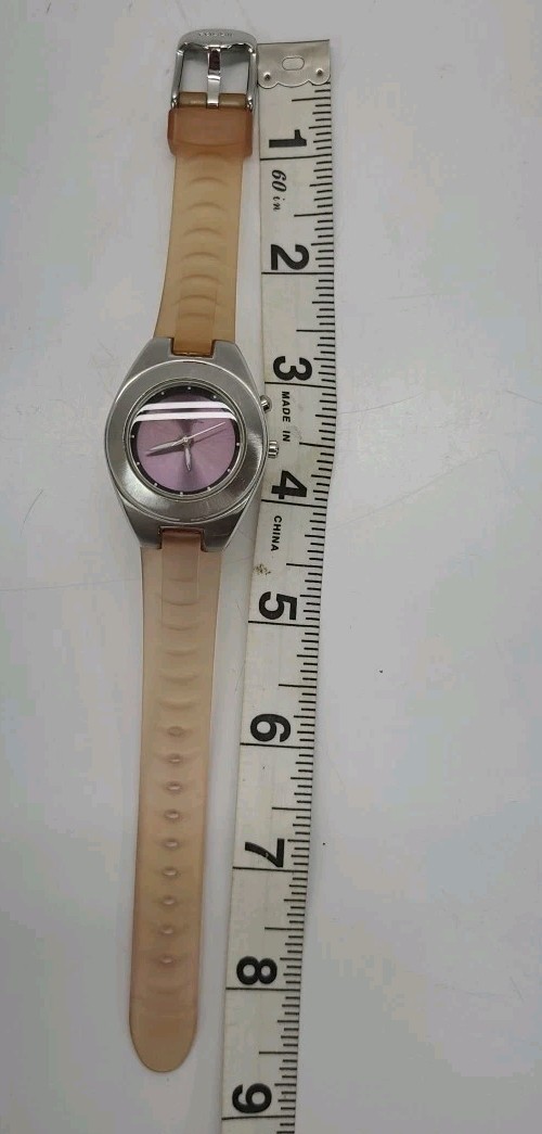 Vtg Fossil Blue Watch AM 3609 Color Changing Dial Purple Green New Battery Works