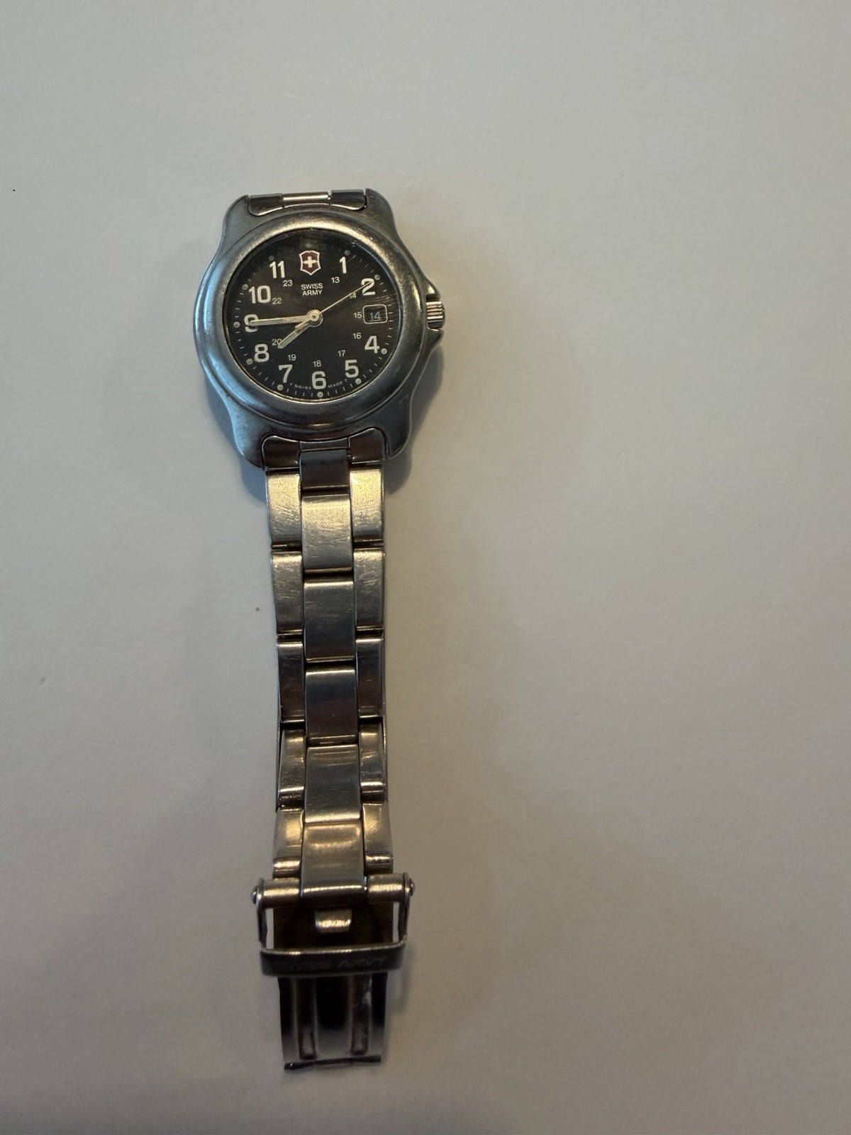 Victorinox Swiss Army Officer’s Watch Stainless Steel Black Dial Running Date