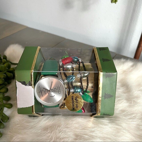 Christmas ”Merry” Analog Watch & Light Up Necklace Adult Size Tropical Kitsch
