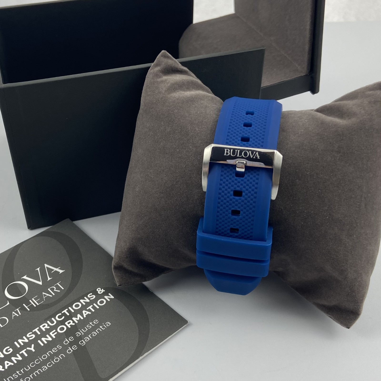 Bulova 98A303 Marine Star Men’s Automatic Watch Blue Dial Blue Rubber Strap 45mm