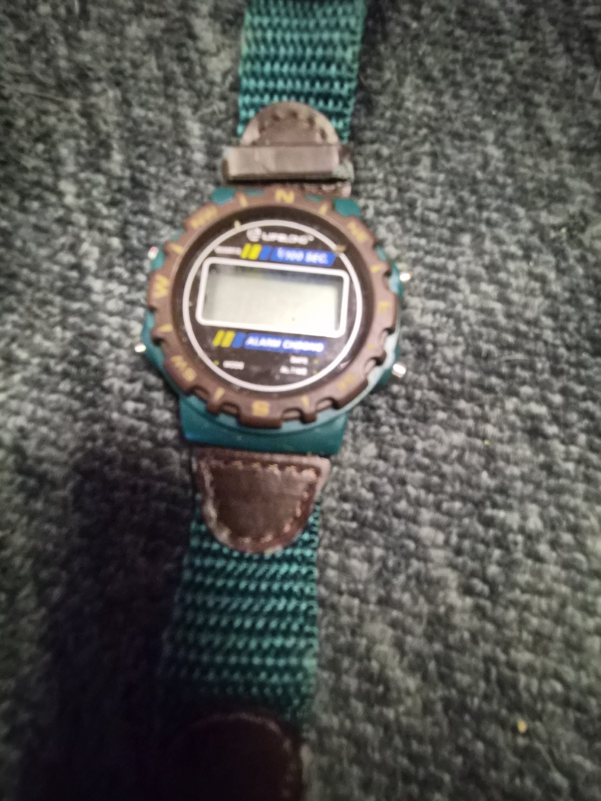 ⌚ Lifelong Digital Alarm Chrono Watch Green Canvas Leather Retro Sold AS IS 🔥