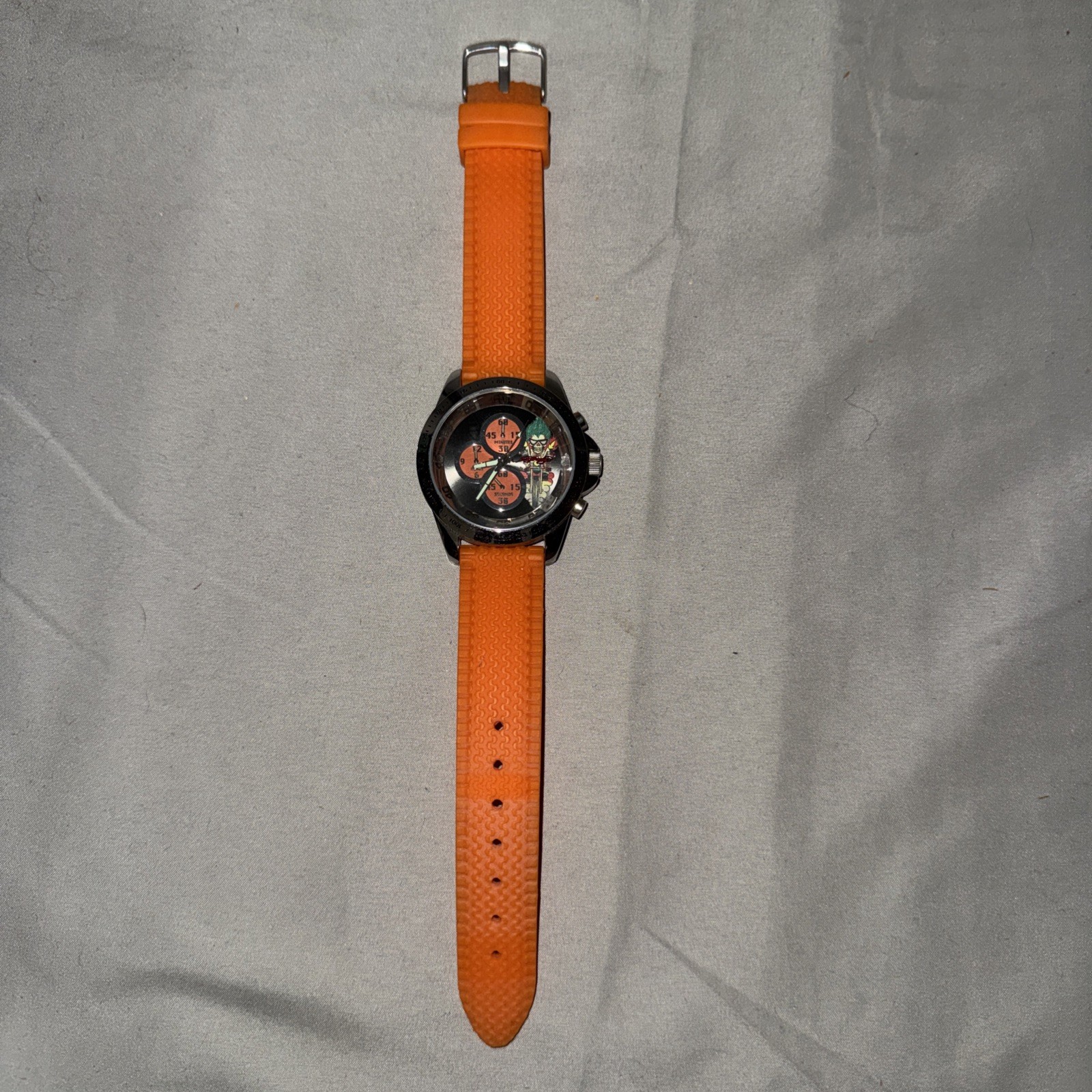 Ed Hardy 45mm Gray Sunburst Dial Dragster Orange Mens Watch DR OR-0709